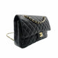 CHANEL Matelassé Double Flap Medium Chain Shoulder Bag Caviar Leather Black Gold Hardware 7-11-069