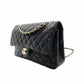 CHANEL Matelassé Double Flap Medium Chain Shoulder Bag Caviar Leather Black Gold Hardware 7-11-069