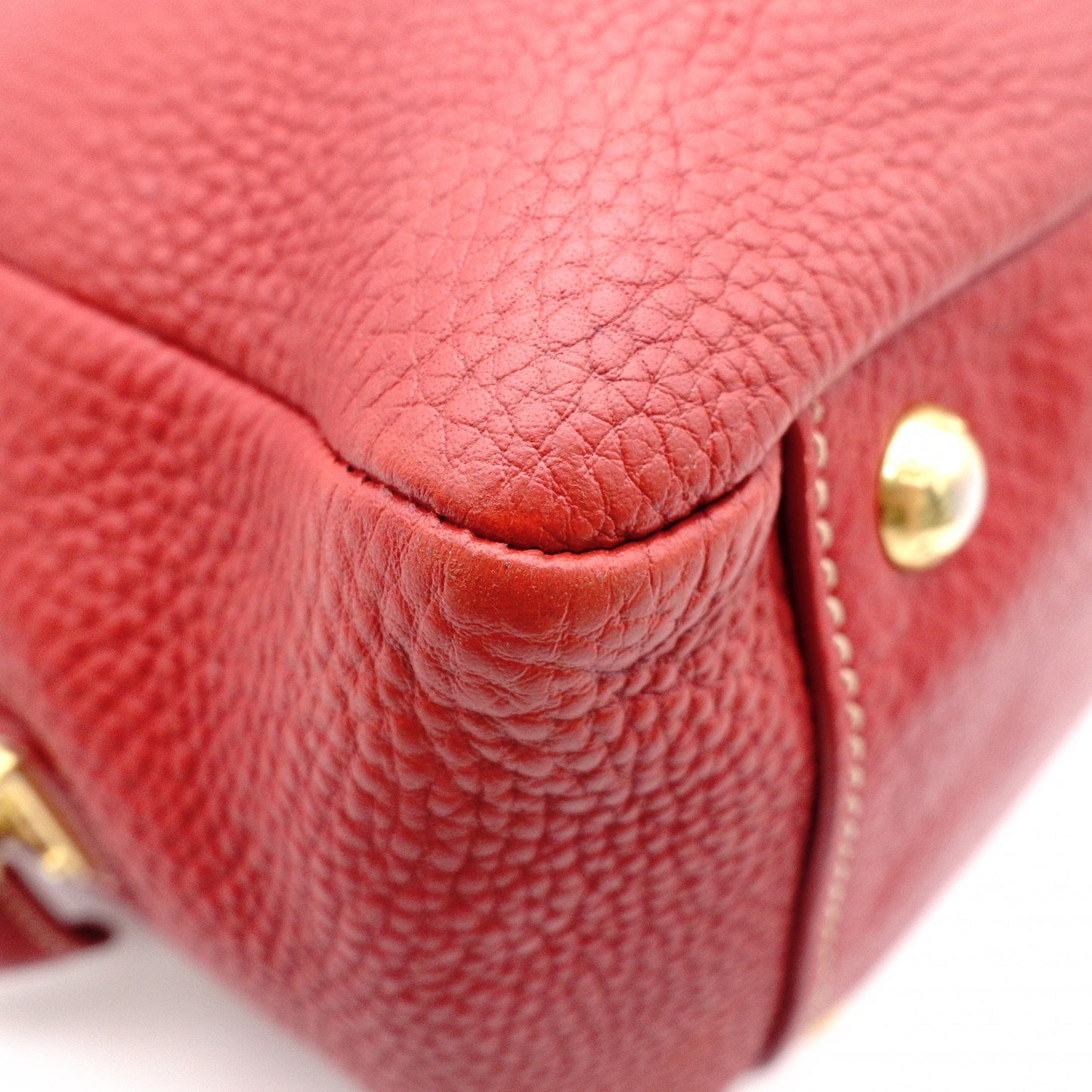 PRADA Vittello Dinosaur Leather Handbag, Leather, Red, Gold Hardware, Shoulder Bag