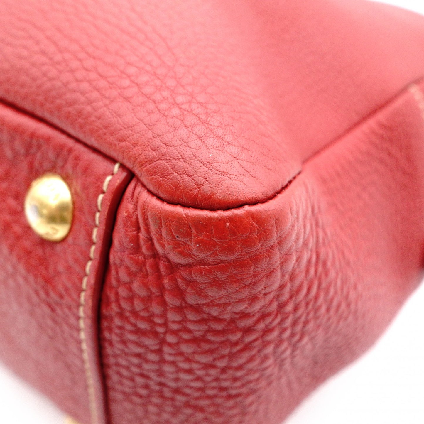 PRADA Vittello Dinosaur Leather Handbag, Leather, Red, Gold Hardware, Shoulder Bag