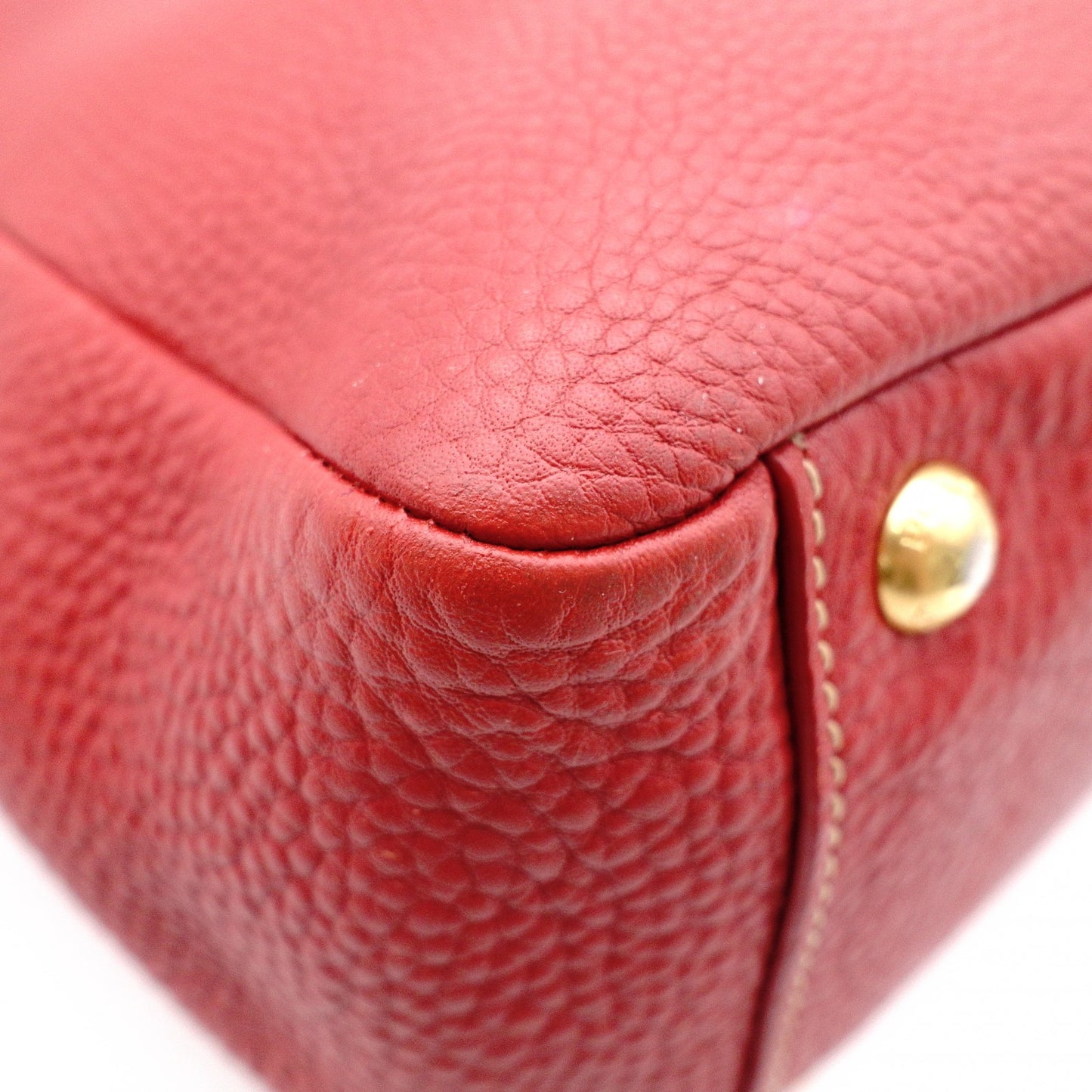 PRADA Vittello Dinosaur Leather Handbag, Leather, Red, Gold Hardware, Shoulder Bag