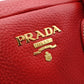PRADA Vittello Dinosaur Leather Handbag, Leather, Red, Gold Hardware, Shoulder Bag