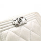 CHANEL Boy Chanel Card Case, Leather, Silver-Tone, Silver Hardware
