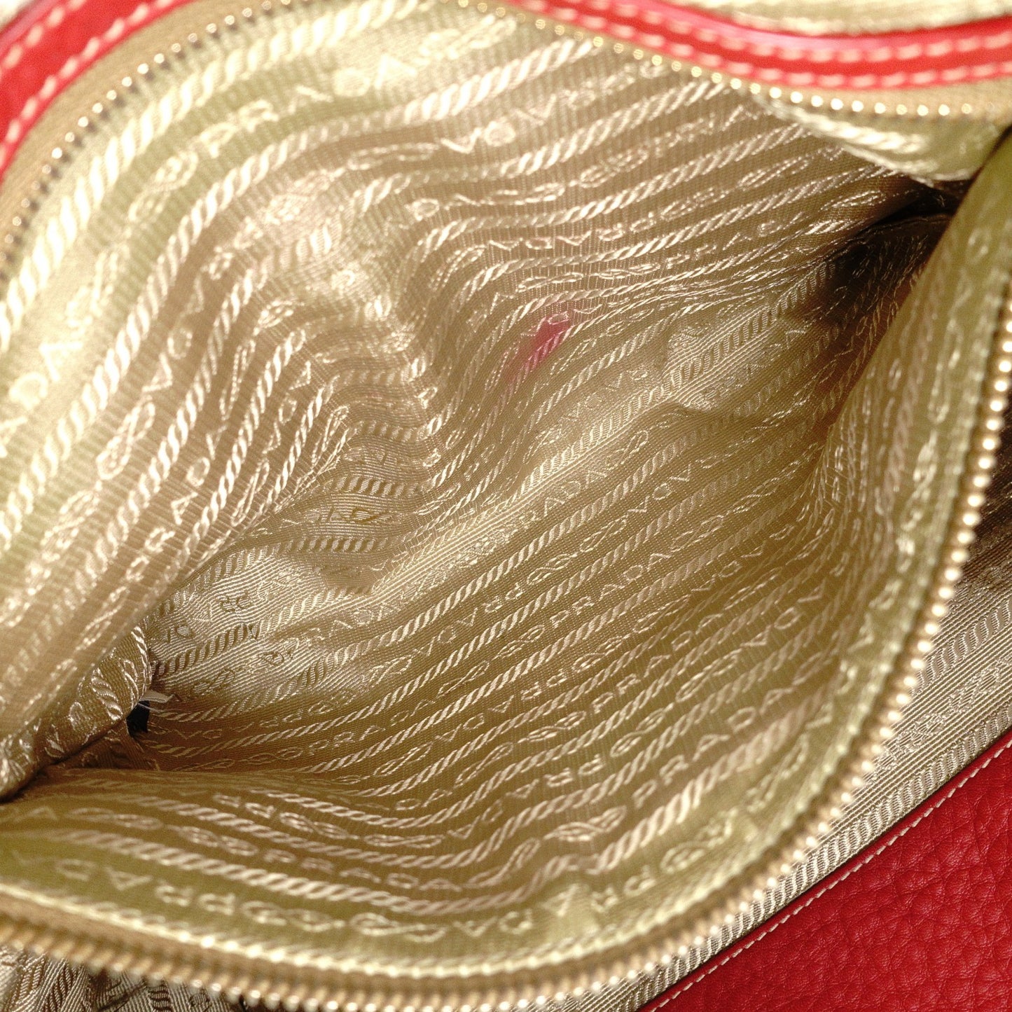 PRADA Vittello Dinosaur Leather Handbag, Leather, Red, Gold Hardware, Shoulder Bag