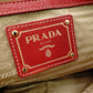PRADA Vittello Dinosaur Leather Handbag, Leather, Red, Gold Hardware, Shoulder Bag
