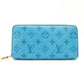 LOUIS VUITTON Embossed Zippy Wallet Turquoise Blue Leather Long Wallet Gold Hardware 7-12-451