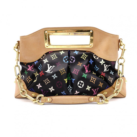 LOUIS VUITTON Judy Monogram Multicolor Handbag, PVC/Leather, Black