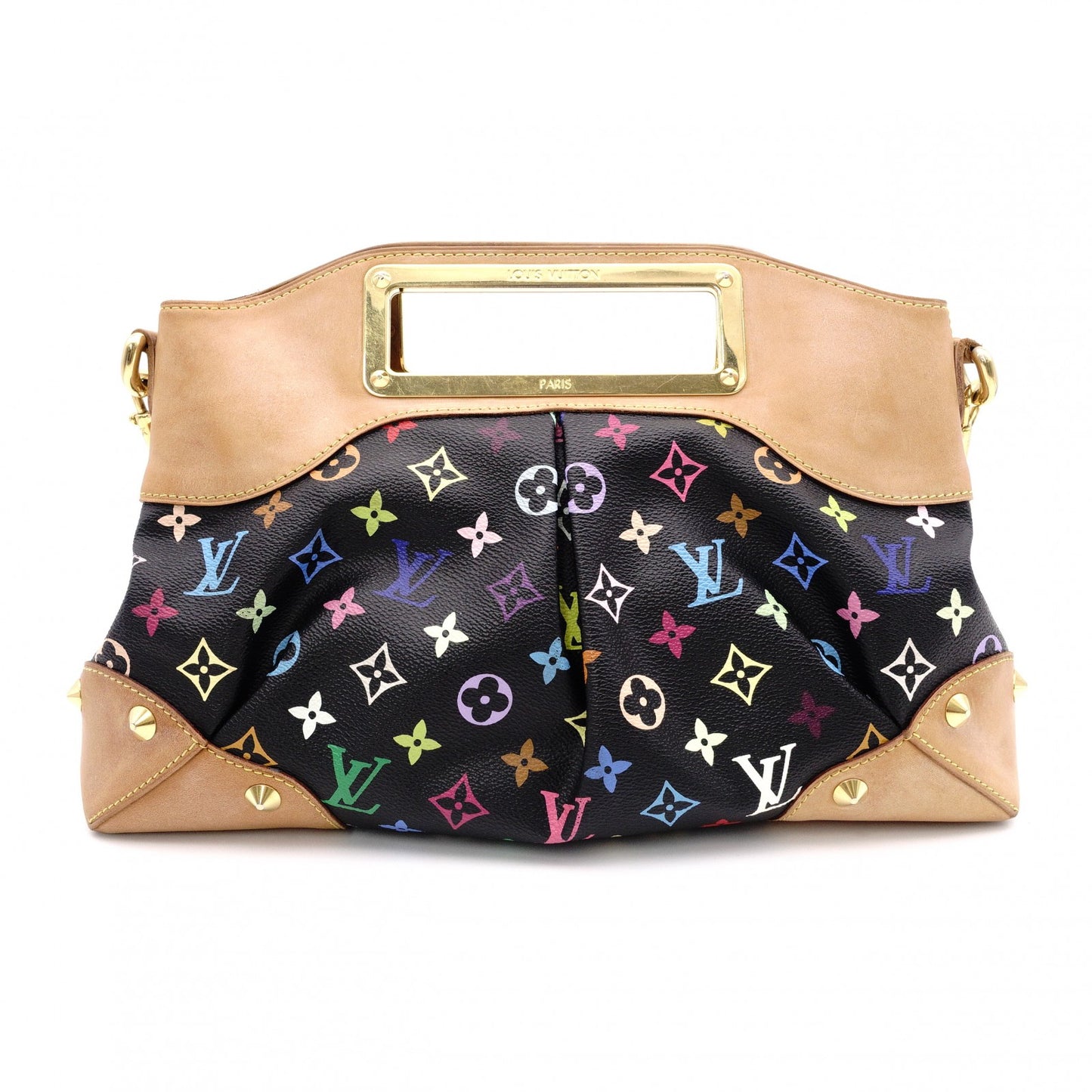 LOUIS VUITTON Judy Monogram Multicolor Handbag, PVC/Leather, Black