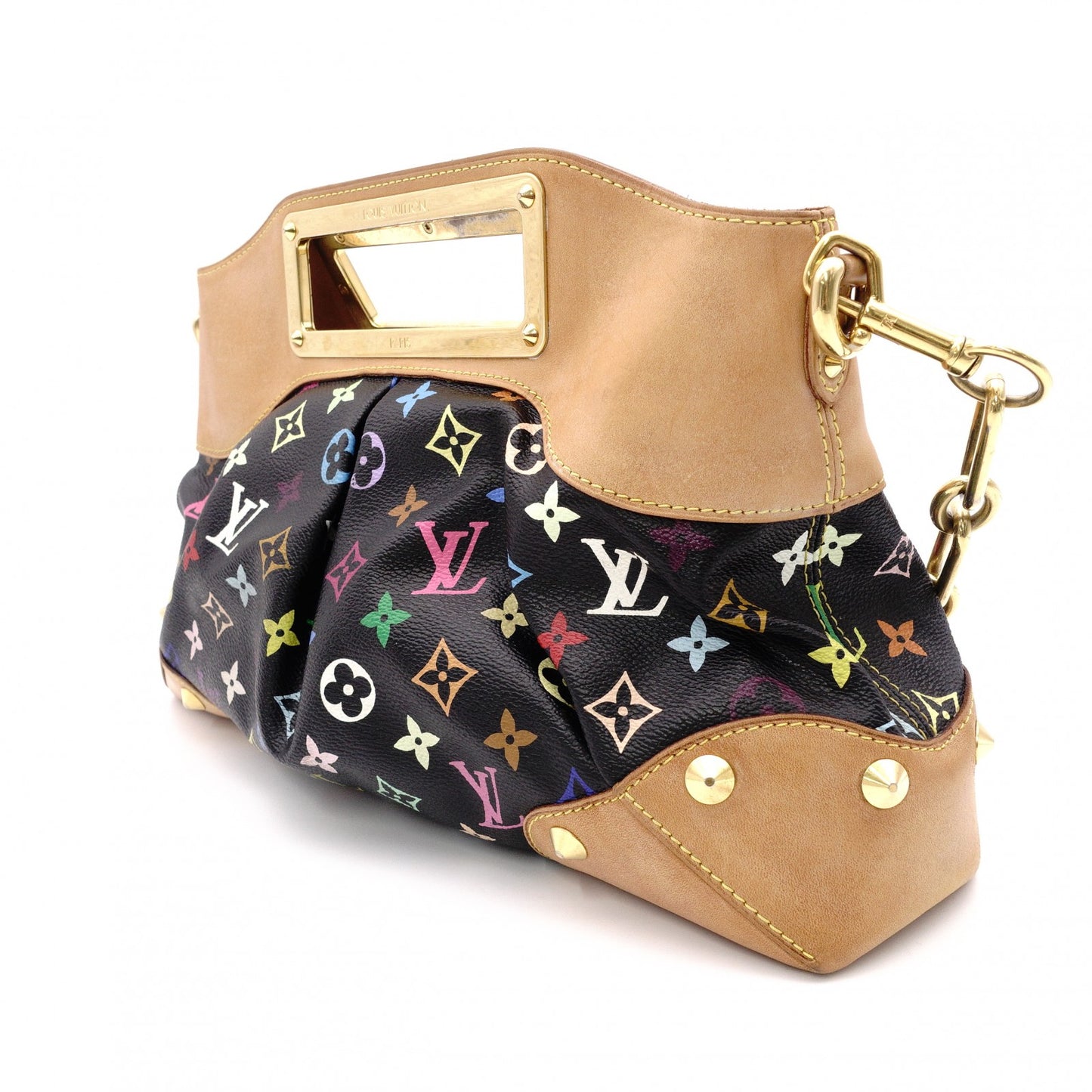 LOUIS VUITTON Judy Monogram Multicolor Handbag, PVC/Leather, Black