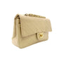 CHANEL Matelassé Double Flap Chain Shoulder Bag Lambskin Beige Leather Gold Hardware 7-12-098