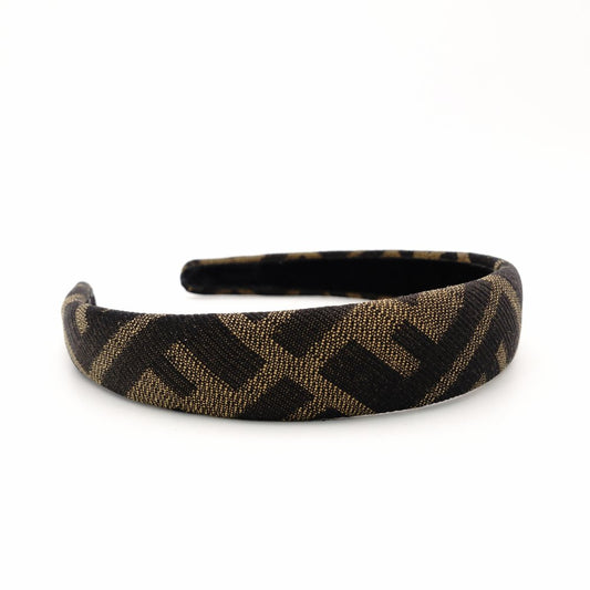 FENDI Zucca Headband Brown × Black Canvas FF Logo Hairband 7-12-089