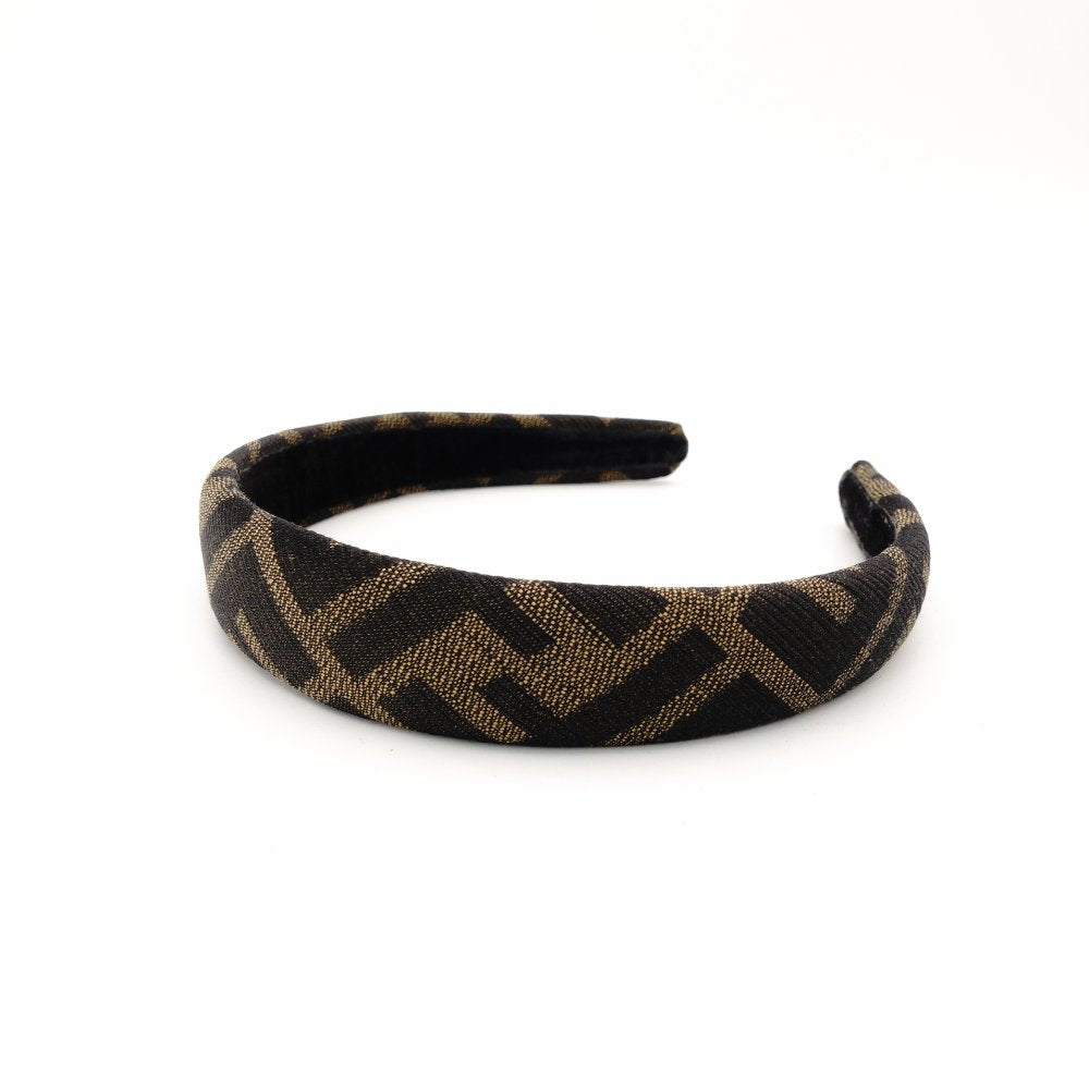 FENDI Zucca Headband Brown × Black Canvas FF Logo Hairband 7-12-089