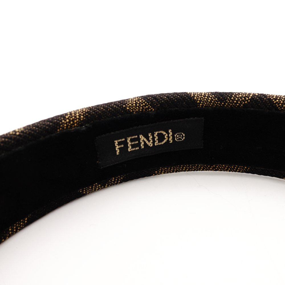 FENDI Zucca Headband Brown × Black Canvas FF Logo Hairband 7-12-089