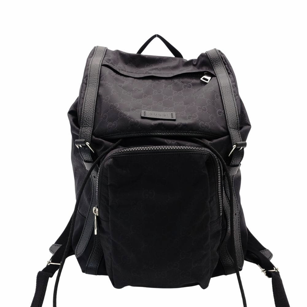 GUCCI Backpack Daypack 387071 Nylon Black Backpack Black Backpack Men's GG Logo Stripe R801010