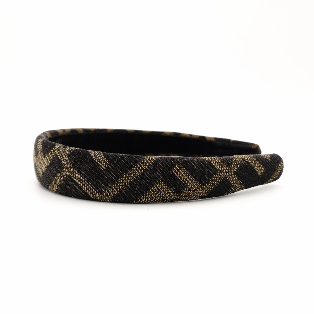 FENDI Zucca Headband Brown × Black Canvas FF Logo Hairband 7-12-089