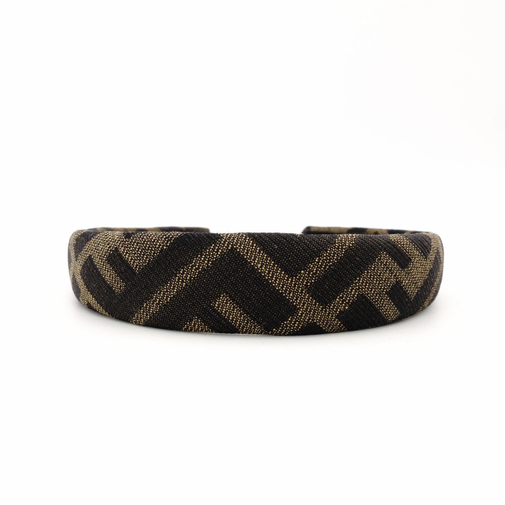 FENDI Zucca Headband Brown × Black Canvas FF Logo Hairband 7-12-089