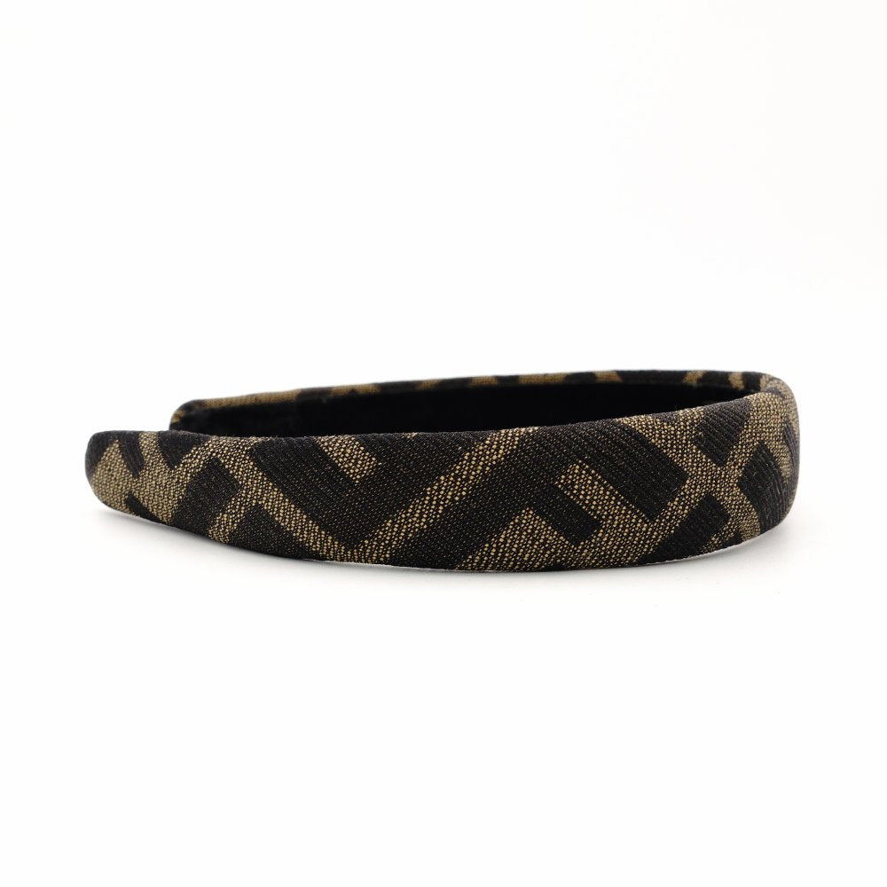 FENDI Zucca Headband Brown × Black Canvas FF Logo Hairband 7-12-089