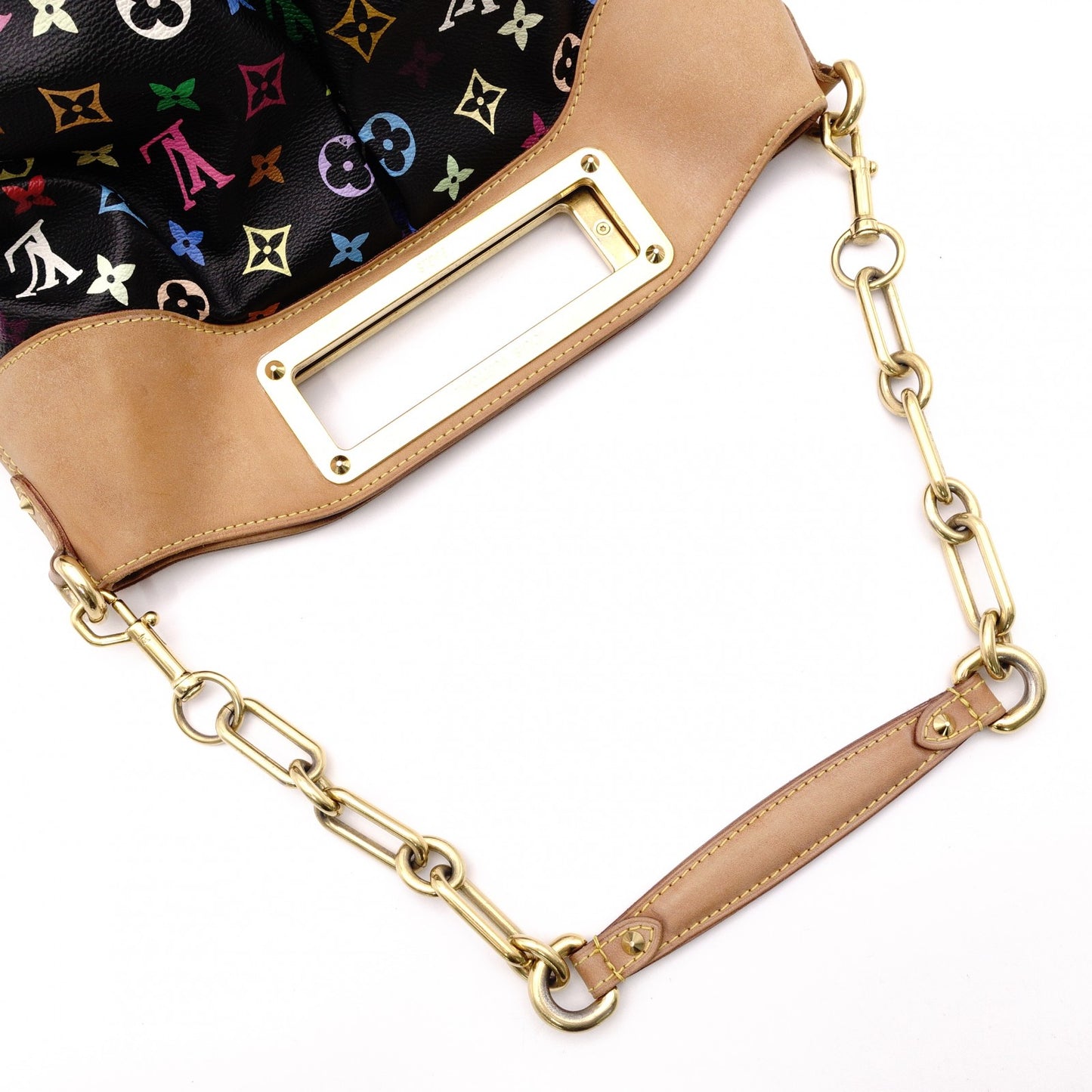 LOUIS VUITTON Judy Monogram Multicolor Handbag, PVC/Leather, Black