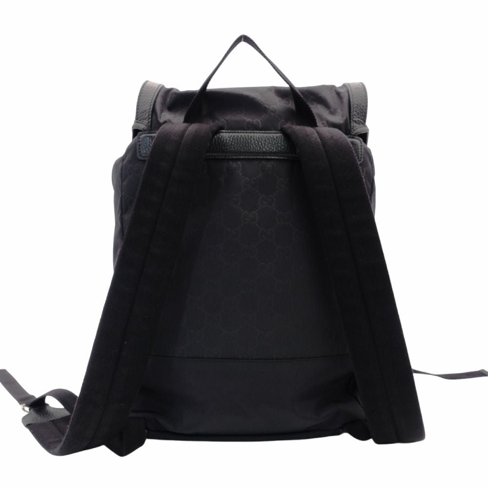 GUCCI Backpack Daypack 387071 Nylon Black Backpack Black Backpack Men's GG Logo Stripe R801010