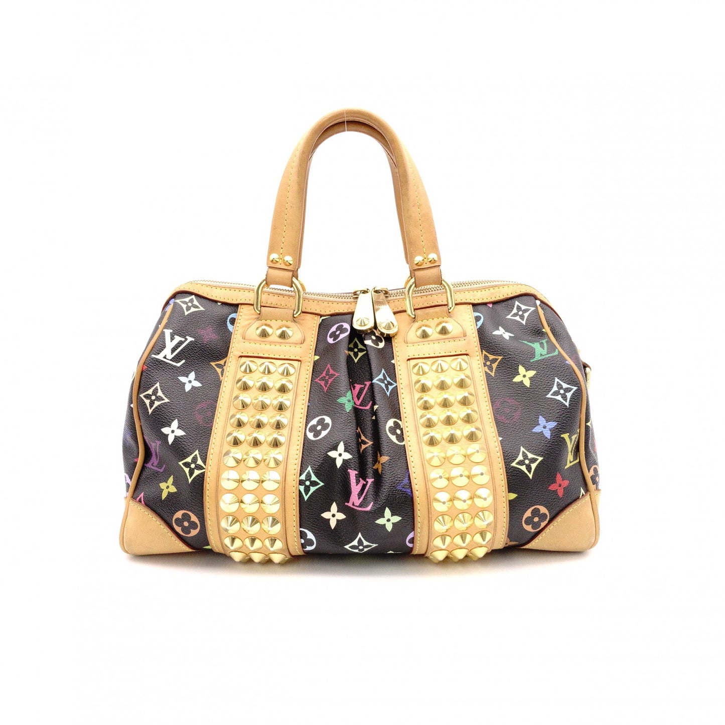 LOUIS VUITTON Courtney MM Monogram Multicolor Handbag, PVC/Leather, Black, Shoulder Bag