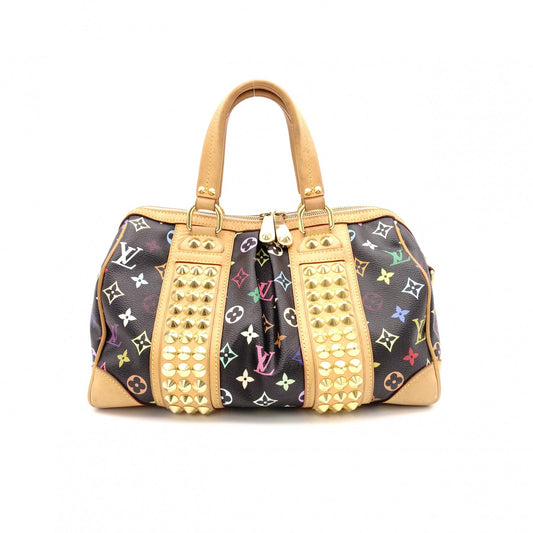 LOUIS VUITTON Courtney MM Monogram Multicolor Handbag, PVC/Leather, Black, Shoulder Bag