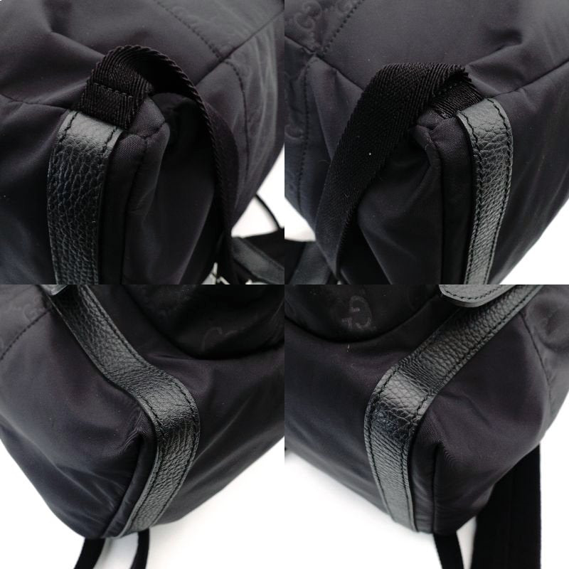 GUCCI Backpack Daypack 387071 Nylon Black Backpack Black Backpack Men's GG Logo Stripe R801010