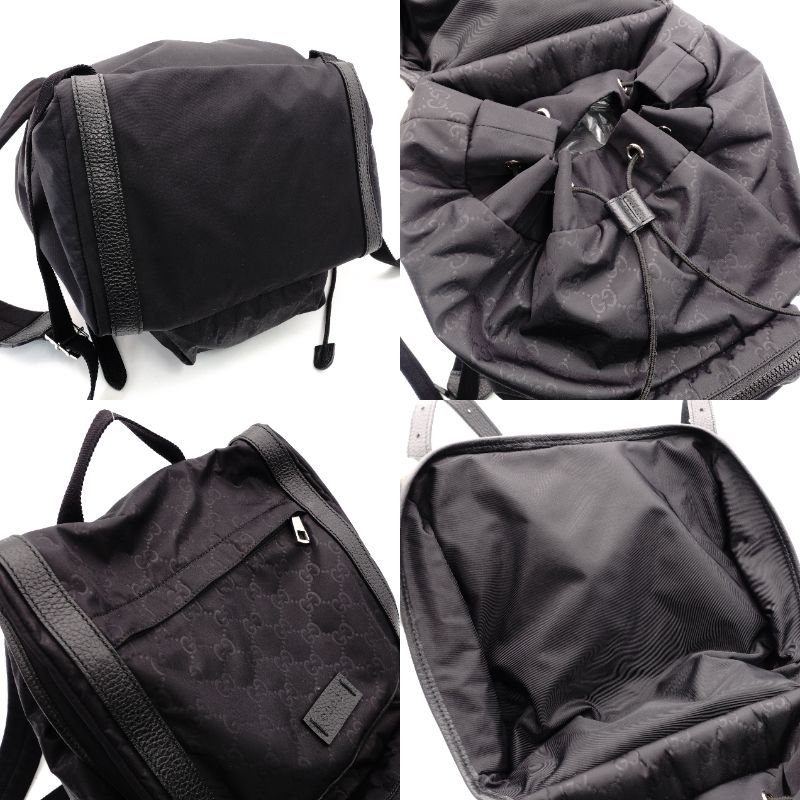 GUCCI Backpack Daypack 387071 Nylon Black Backpack Black Backpack Men's GG Logo Stripe R801010