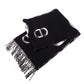 Unused, with tags: HERMES cashmere scarf, black and gray, 100% cashmere