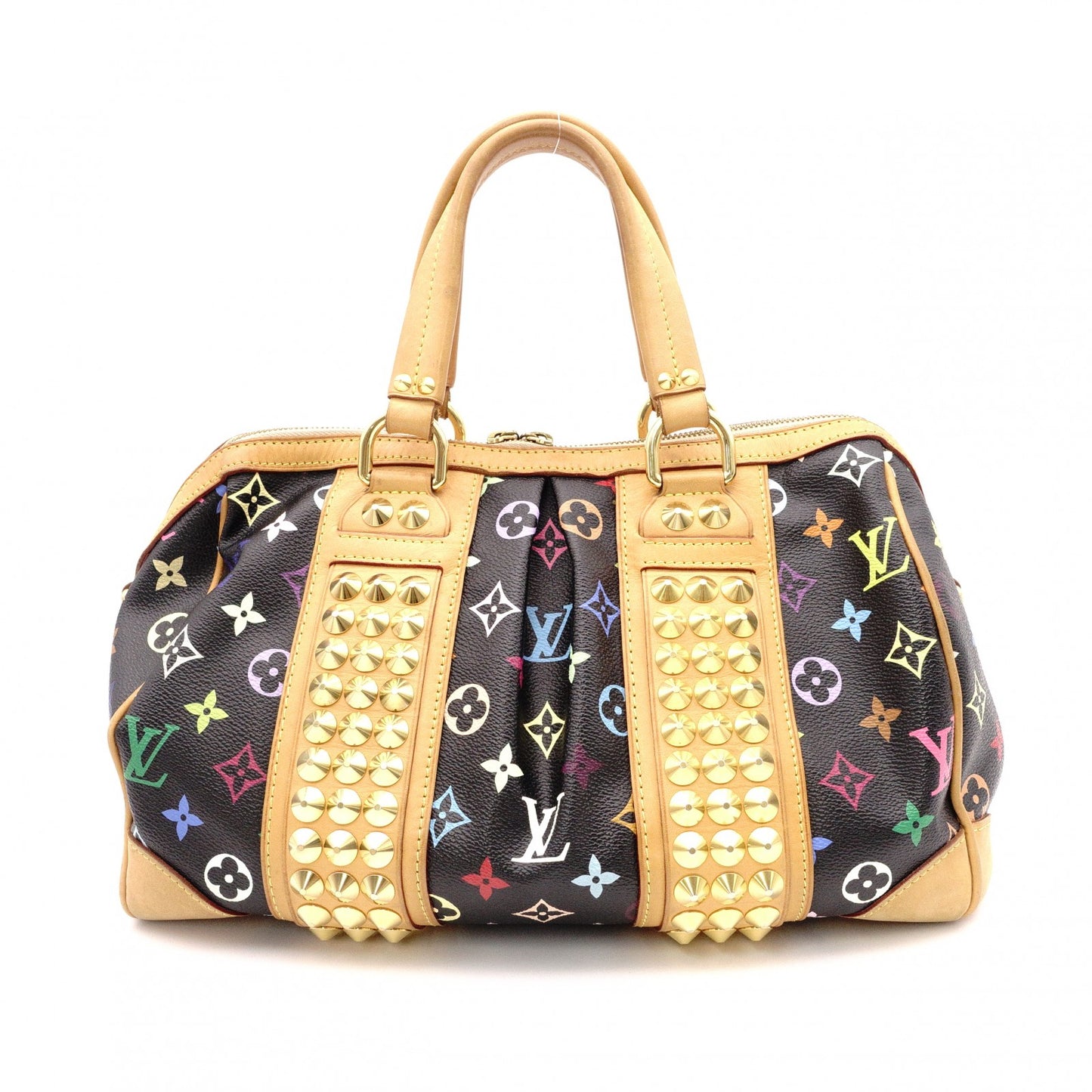 LOUIS VUITTON Courtney MM Monogram Multicolor Handbag, PVC/Leather, Black, Shoulder Bag