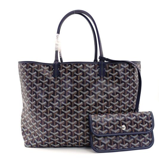 GOYARD Saint-Louis PM Tote Bag Navy PVC Leather