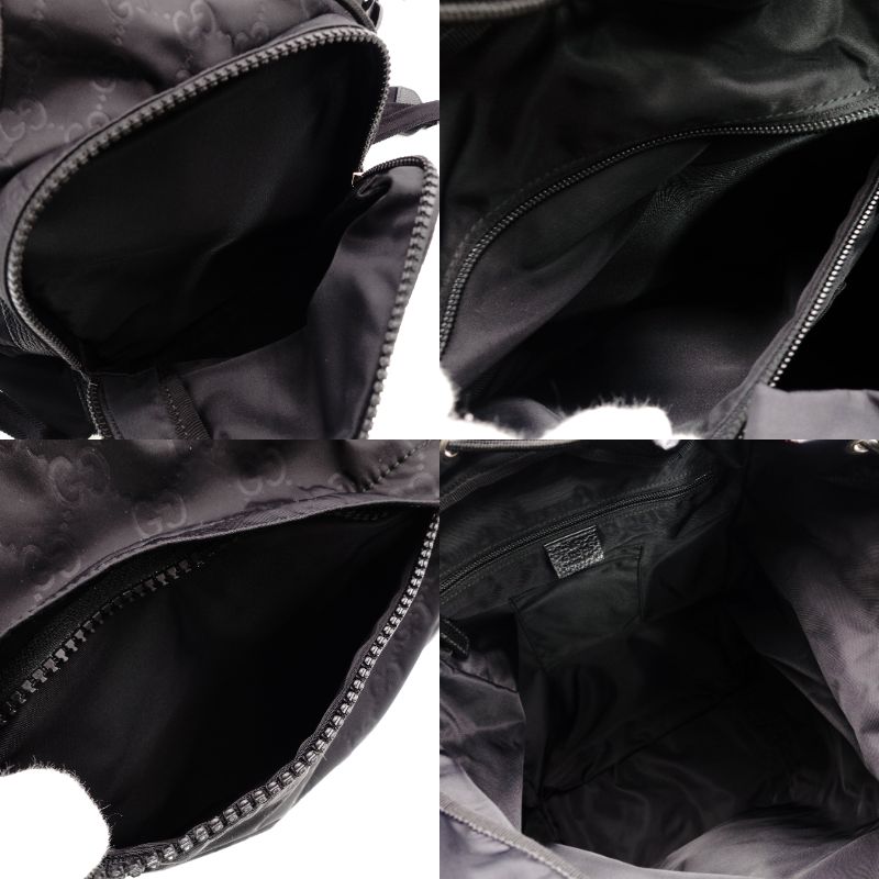 GUCCI Backpack Daypack 387071 Nylon Black Backpack Black Backpack Men's GG Logo Stripe R801010