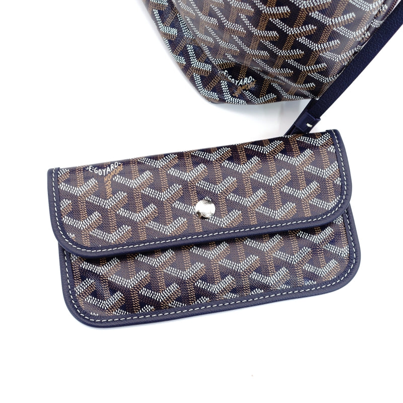 GOYARD Saint-Louis PM Tote Bag Navy PVC Leather