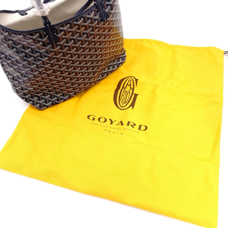 GOYARD Saint-Louis PM Tote Bag Navy PVC Leather