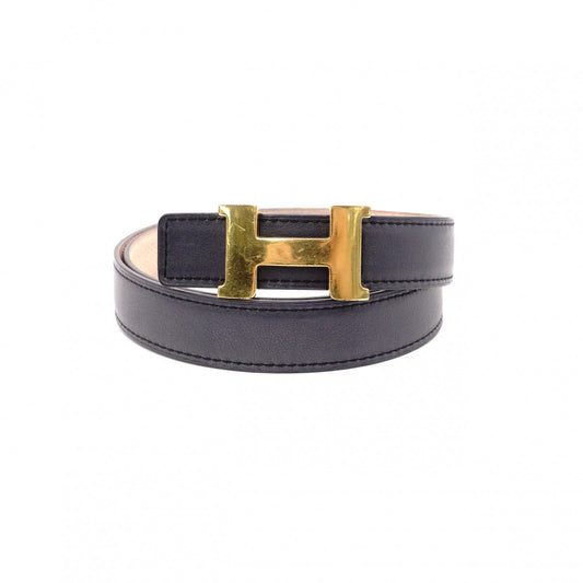 HERMES Constance Belt, Leather, Navy, Gold Hardware, X-Stamped