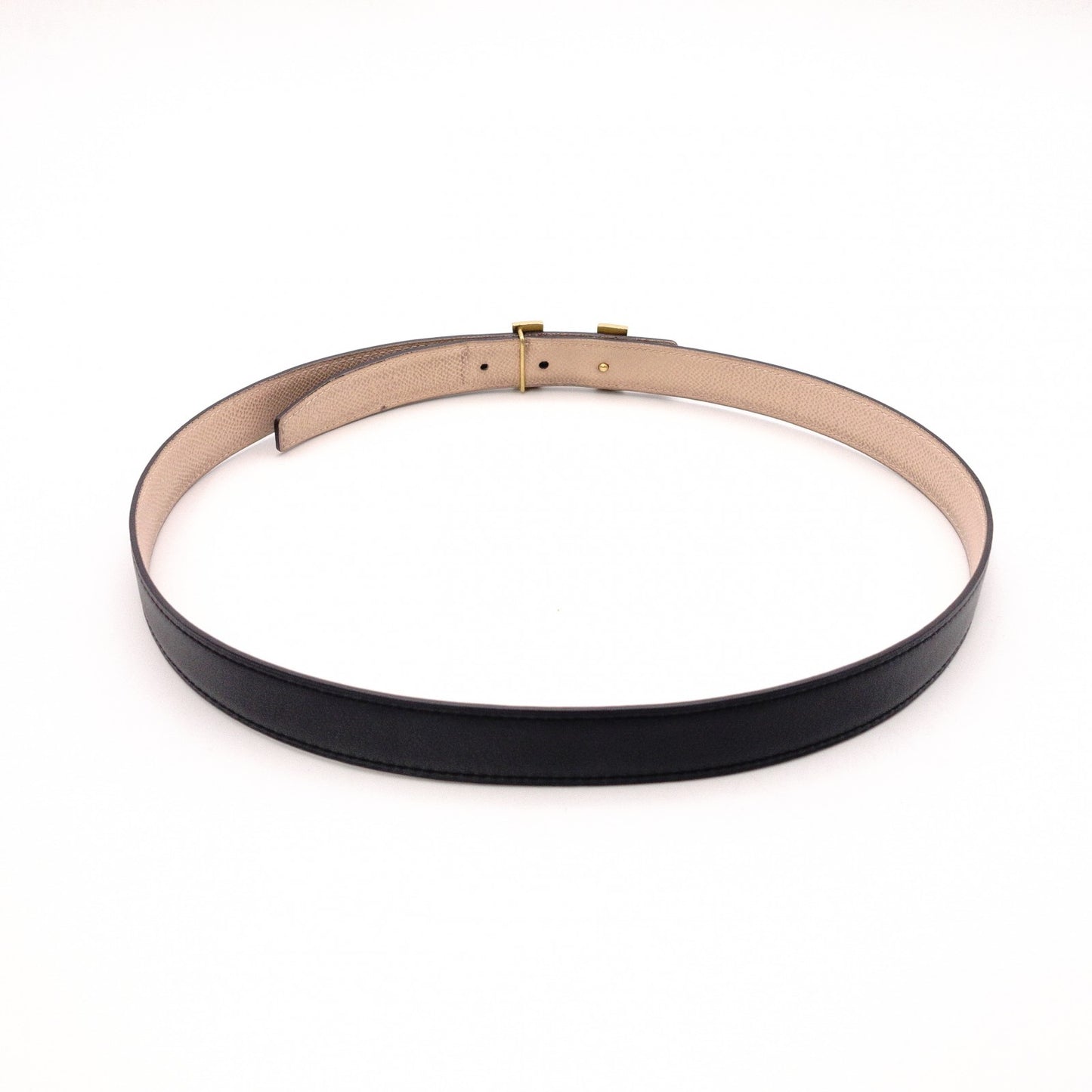 HERMES Constance Belt, Leather, Navy, Gold Hardware, X-Stamped