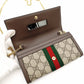 GUCCI Off-Dia Chain Wallet Beige Shoulder PVC Leather GG Logo Wallet R801022
