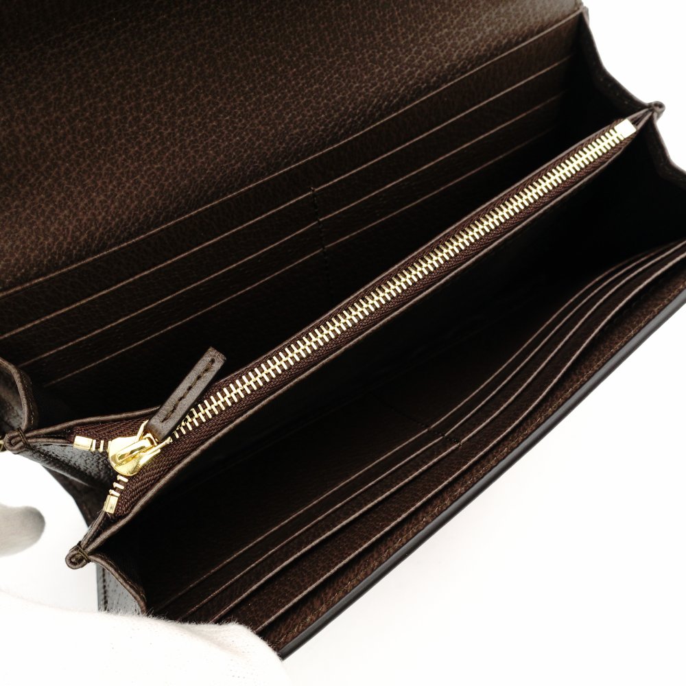 GUCCI Off-Dia Chain Wallet Beige Shoulder PVC Leather GG Logo Wallet R801022