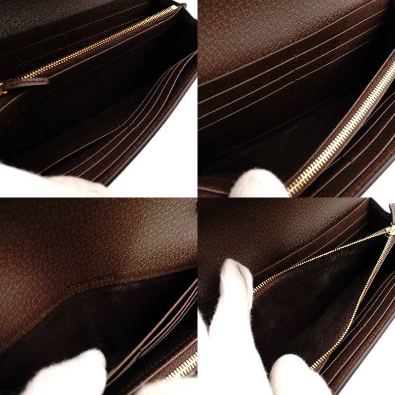 GUCCI Off-Dia Chain Wallet Beige Shoulder PVC Leather GG Logo Wallet R801022