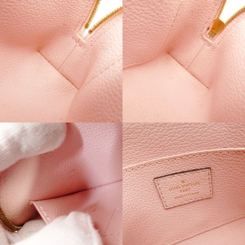 LOUIS VUITTON Monogram Implant Pochette Cosmetic Pouch Leather M80502 Pink 7-11-003