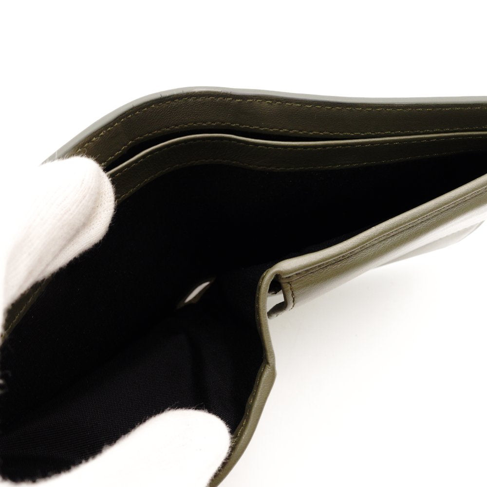 DIOR Men's Khaki Leather Wallet with Logo and Stitching, Box Included R801058