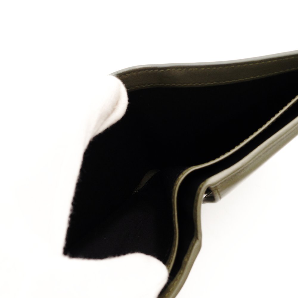 DIOR Men's Khaki Leather Wallet with Logo and Stitching, Box Included R801058