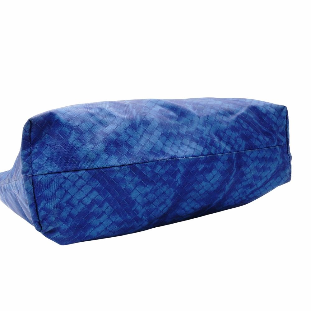 Bottega Veneta Intrecciolusion Tote Bag Blue Shoulder Nylon × Leather 7-12-206