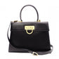 Salvatore Ferragamo Gancini Handbag, Leather, Black, 2-Way, Gold Hardware