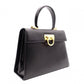 Salvatore Ferragamo Gancini Handbag, Leather, Black, 2-Way, Gold Hardware