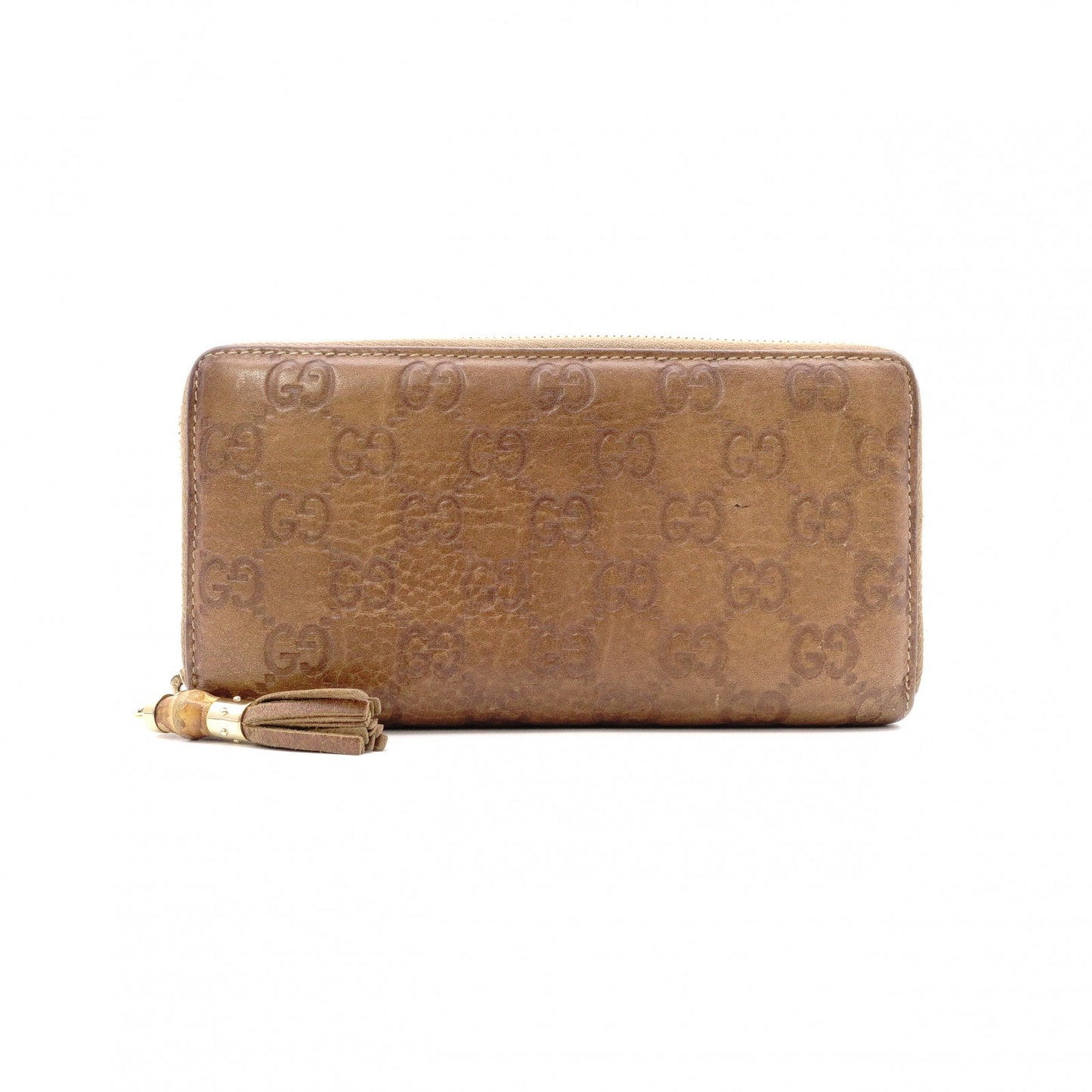GUCCI Shima Long Wallet, Leather, Brown, Tassel, GG Logo