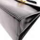 Salvatore Ferragamo Gancini Handbag, Leather, Black, 2-Way, Gold Hardware