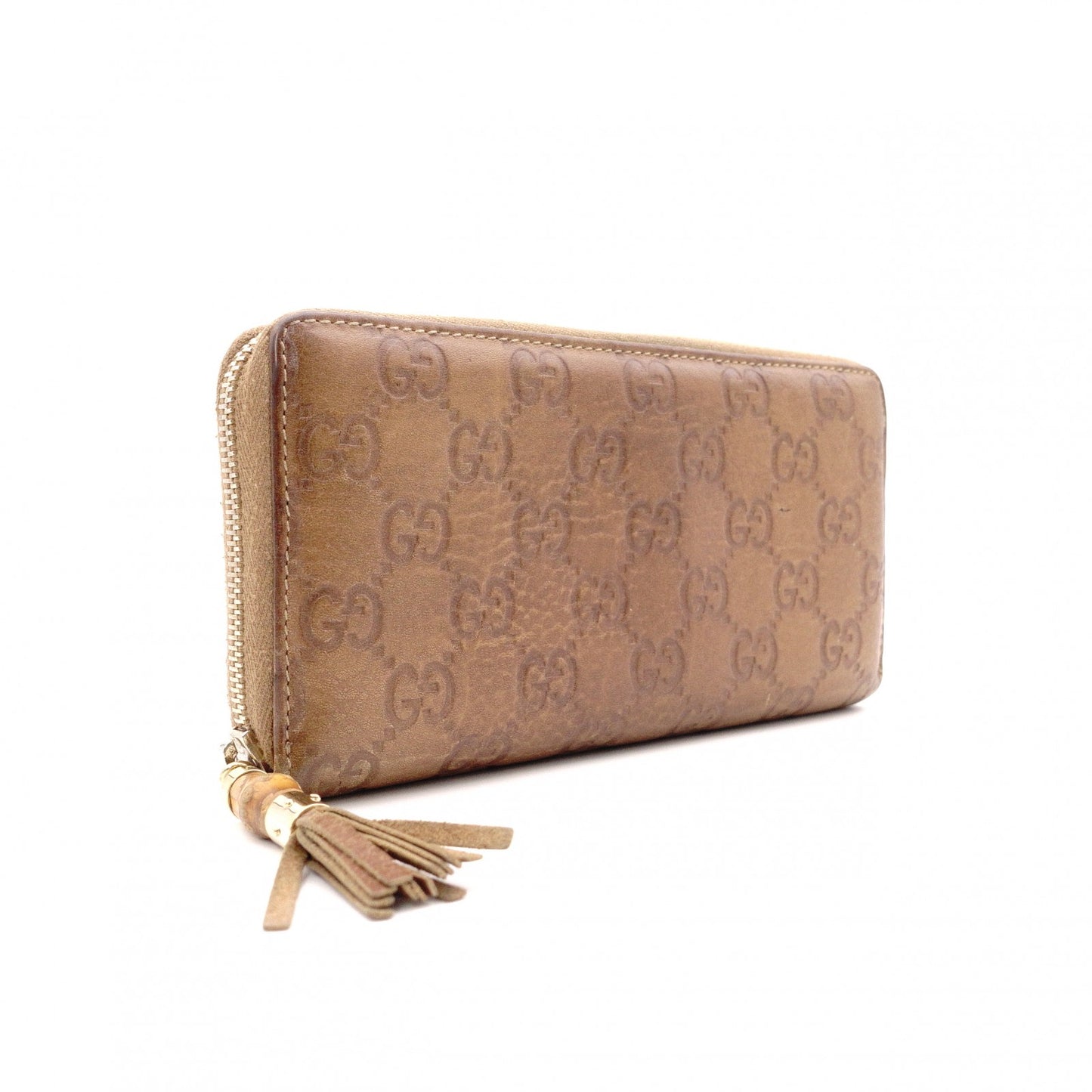 GUCCI Shima Long Wallet, Leather, Brown, Tassel, GG Logo
