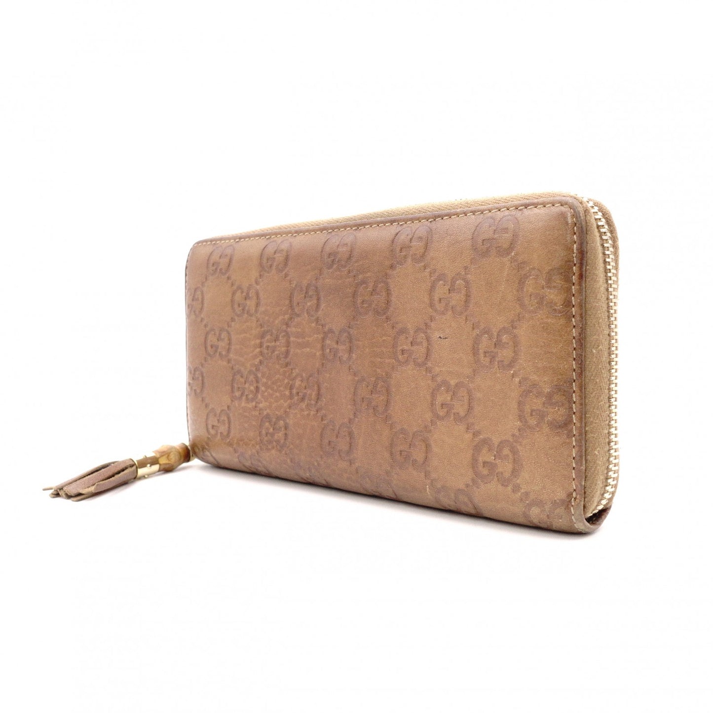 GUCCI Shima Long Wallet, Leather, Brown, Tassel, GG Logo