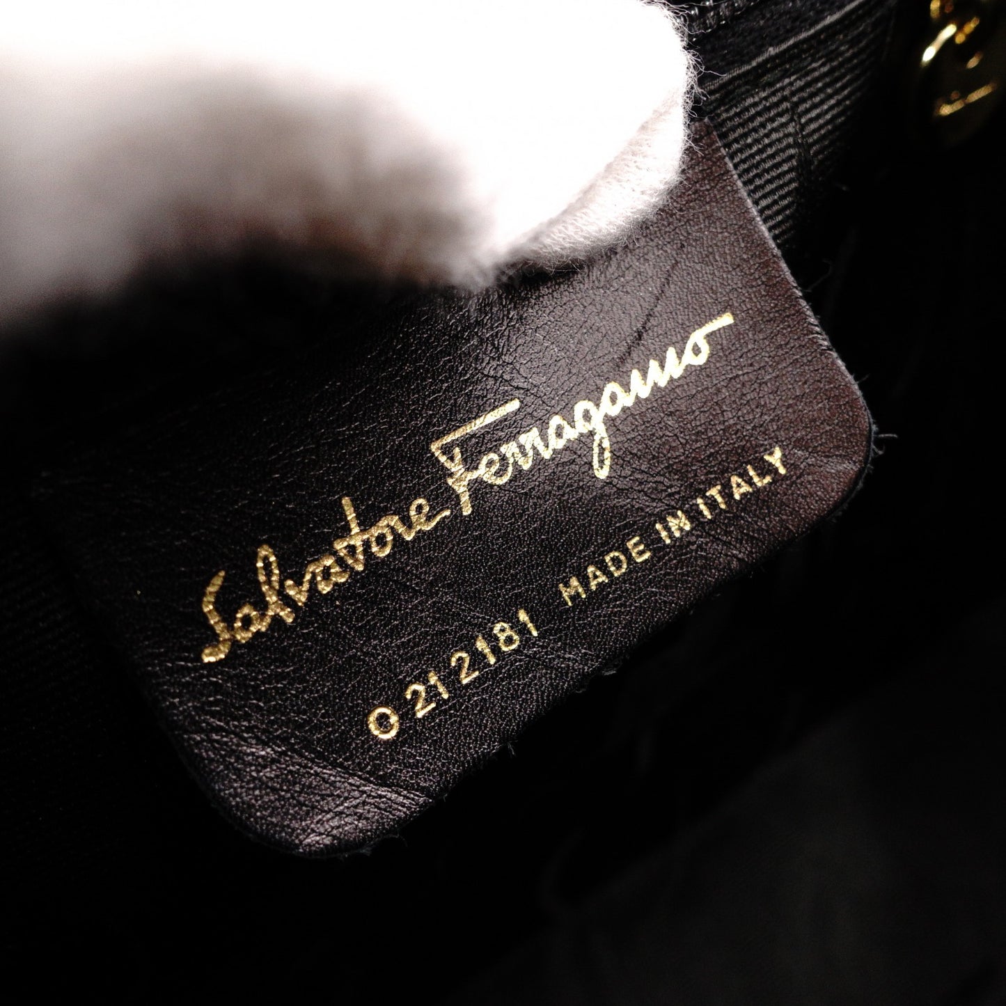 Salvatore Ferragamo Gancini Handbag, Leather, Black, 2-Way, Gold Hardware