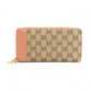 GUCCI GG Canvas Long Wallet, Leather, Brown Canvas, Heart Motif, Gold Hardware